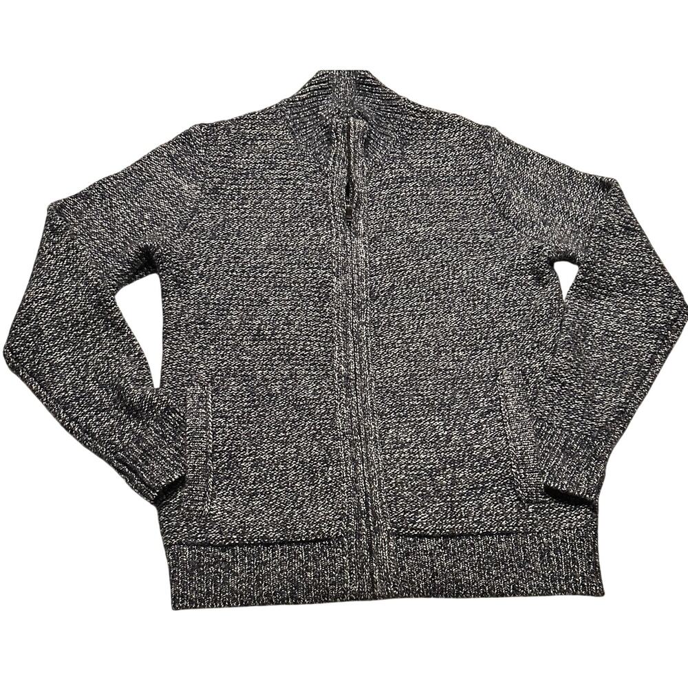 Banana Republic Mens M Grey Wool Blend Full Zip Shawl Collar Fisherman Cardigan